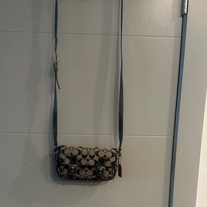 Coach Signature Black and Brown Crossbody Bag